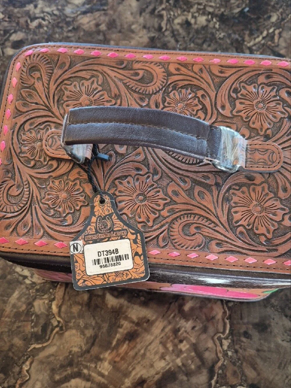 Travel Jewelry Organizer Case in Pink & Tan with 'Howdy' Print